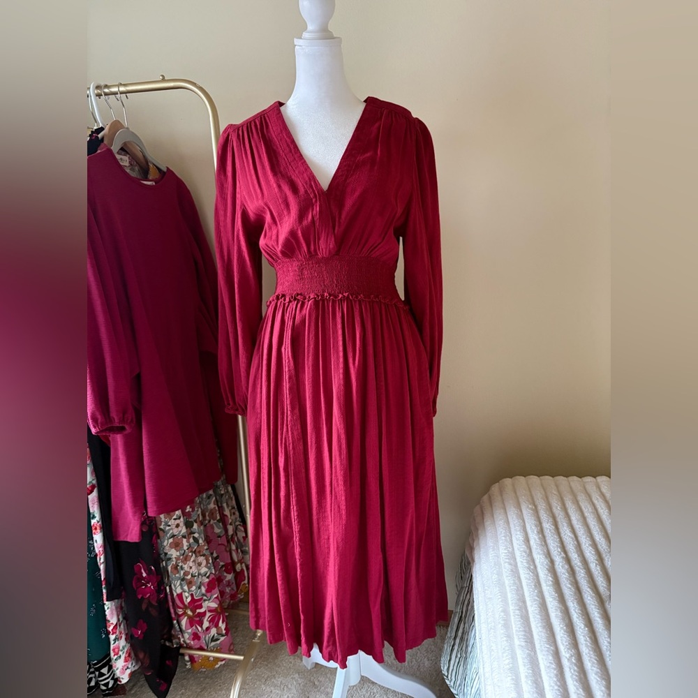 Old Navy Rust Red Long Sleeve Dress